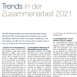 Trends in der Zusammenarbeit 2021_seminar.inside 12_2020 von Ulrike Stahl Teamentwicklung für verteilte, virtuelle und internationale Teams