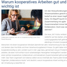 Warum kooperatives Arbeiten gut und wichtig ist personalwirtschaft.de 2019 Expertin fuer kooperative Zusammenarbeit Ulrike Stahl